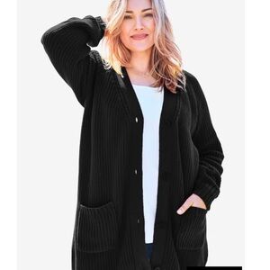 Woman Within Black Knit Cardigan